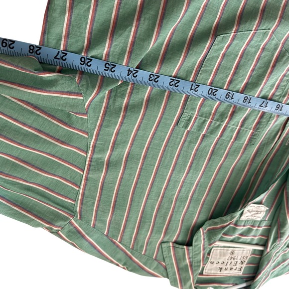 Frank & Eileen Shirley Oversized Green Striped Cotton Button Down Shirt Women M - Picture 2 of 9